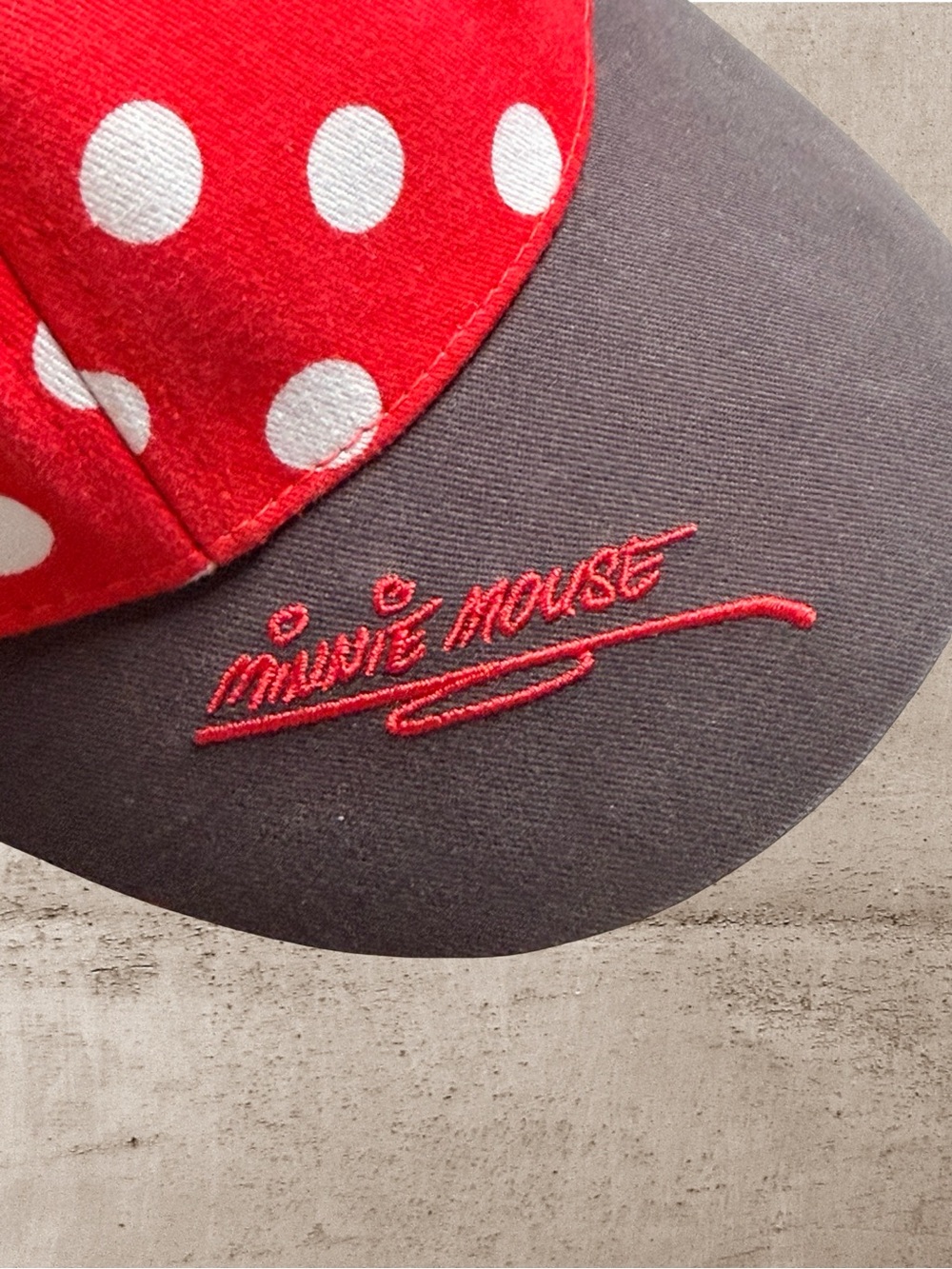Disney Parks Minnie Mouse Ears Baseball Cap Red Polka Dot Bow Youth WDW - Picture 4 of 5